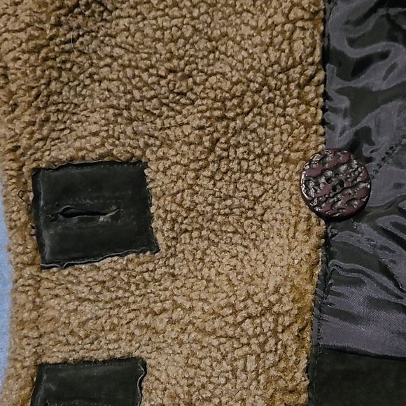 Vintage Mgr Black Leather Crop Bomber Winter Jacket 90s Suede Its Our Universe S - Picture 6 of 11